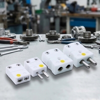 Connecteur de thermocouple en céramique d'alumine haute pureté, type K, mâle/femelle, miniature, 2 broches, résistant à la chaleur 650°C, connexions de câbles
