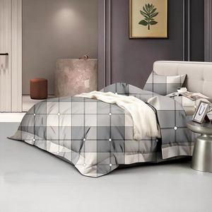 Ensemble de housse de couette 3 pièces en coton 100% tissé, à carreaux, écologique, doux, pour chambre à coucher scandinave, livraison rapide depuis la Pologne, gris, Europe - Product Image 1