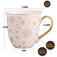 Ensemble de tasses de noël avec Logo personnalisé, larges tasses à café, en céramique, à bord doré