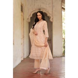 Oferta Especial: Conjunto Étnico de Kurta Anarkali con Cuello en V Bordado para Mujer, con Pantalones y Dupatta a Juego, Disponible a Buen Precio - Product Image 5