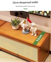 Meuble TV en rotin tressé, console multimédia en bois avec rangement pour salon, chambre à coucher, centre de divertissement
