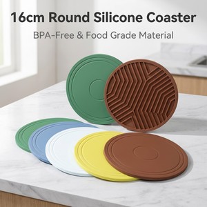 Posavasos circular de silicona de grado alimenticio, tapete aislante de calor antiescaldaduras para mesa de comedor del hogar - Product Image 1