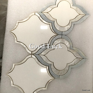 GGL đá bằng tia nước đá cẩm thạch Gạch <span class=keywords><strong>Mosaic</strong></span> Trắng hỗn hợp vỏ để trang trí trong những cảnh khác nhau chống nước cho căn hộ - Product Image 6