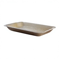 Plateaux de service rectangulaires jetables en feuilles de palmier naturelles de 10 pouces, biodégradables et écologiques, pour les fêtes