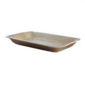 Vaisselle jetable en feuilles de palmier naturelles, plateaux biodégradables en feuilles de palmier pour les fêtes - Product Image 1