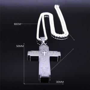 Moda Acero inoxidable Jesús Oración Católica Chapado en oro Plata Cruz Colgante Collar - Product Image 4