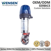 Vanne papillon sanitaire pneumatique WENSEN avec actionneur intelligent SS316L Tri-clamp