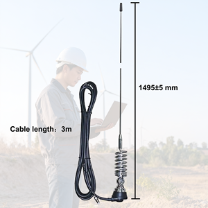 Antena de látigo de acero inoxidable de 136MHz y 3.5dBi de ganancia con cable <span class=keywords><strong>RG</strong></span>-<span class=keywords><strong>58</strong></span> y base de resorte para montaje en soporte de vehículo para comunicación - Product Image 1