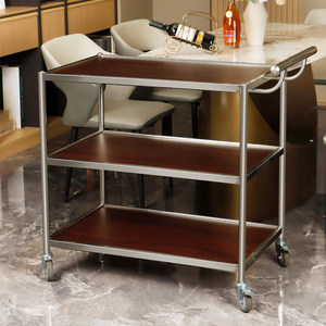 Chariot <span class=keywords><strong>de</strong></span> service multifonctionnel Maokangyun MC2 pour la restauration, les hôtels, les boissons et les aliments, à pousser à la main, silencieux, mobile, en métal, à 4 roues, durable, pour les KTV et les clubs - Product Image 4