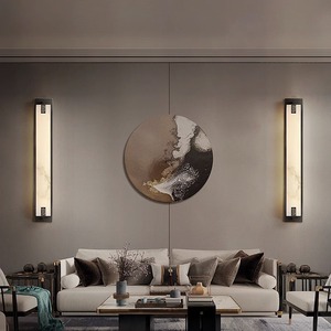 โคมไฟติดผนังหินอ่อนทองแดงทั้งหมด สไตล์จีนใหม่ ทันสมัย สร้างสรรค์ เหมาะสำหรับบันไดยาว ฉากหลังทีวี ห้องนั่งเล่น ห้องนอน โคมไฟข้างเตียง - Product Image 1