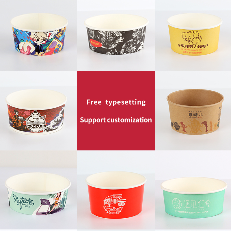 Disposable Recycle Fast Food Container Custom Packaging Takeaway Box Noodle Pasta Porridge Soup Paper Plates Bowls with Lid