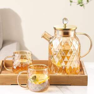 กาต้มน้ำเย็นแก้วโบโรซิลิเกตคุณภาพสูง ชุดกาต้มน้ำเย็นความจุขนาดใหญ่สำหรับแขกที่บ้าน - Product Image 3