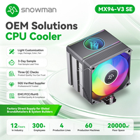 Refroidisseur CPU Snowman RGB adressable, 4 caloducs en cuivre, ventilateur à haut débit d'air de 92 mm, roulement fluide 4 broches, effets personnalisables via