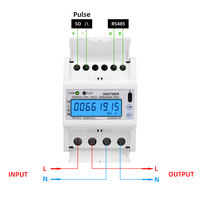 Medidor de Energía Monofásico con Pantalla LCD 5(80)A 230V AC DDS6619-015 Modbus RTU, Medidor de Potencia con Pantalla Retroiluminada para Riel DIN