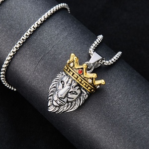 18K Gold Plated Stainless Steel <b>Cross</b> Link <b>Chain</b> Zircon Pendant <b>Men's</b> Women's Trendy Hip Hop Necklaces Crown Shape - Product Image 3