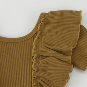 Venta al por Mayor de Nuevos Rompers de Verano para Bebé, de Color Natural, con Volantes y Mangas Cortas - Product Image 3