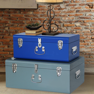 ヴィンテージ風スチール製収納トランクボックス（2個セット） - Product Image 2