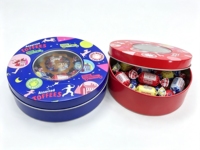 Caja Redonda de Metal con Ventana Transparente de PVC, Lata Circular de Metal para Dulces, Galletas, Embalaje de Regalos