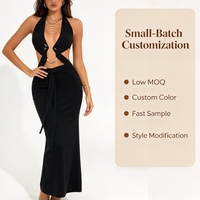 Robe longue sirène dos nu pour femme avec découpes et décorations métalliques, style bodycon, idéale pour les soirées et les fêtes - Sehe Fashion