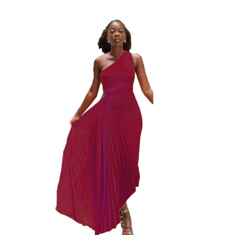 chinese dress ladies Leni Satin Back Lace-up Ruffles High Low Slit Maxi Dress main image 1