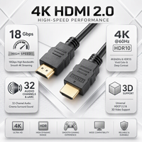 Câble HDMI 2.0 4K 60Hz 18Gbps Haute Vitesse HDR ARC HDCP 2.2 Mâle-Mâle pour TV Moniteur Ordinateur Portable Projecteur Lecteur Multimédia