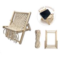 Kit de fabrication de porte-téléphone en macramé VOSAN pour enfants, chaise de plage beige, jouet éducatif de tricot manuel pour les enfants de 7 ans et plus