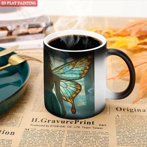 Mug à sublimation personnalisé, noir givré, 11 oz, en céramique, tasse à changement de couleur, design photo paysage - Product Image 5
