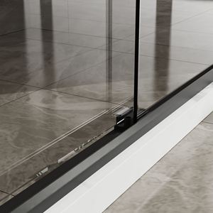 Un mur noir <span class=keywords><strong>de</strong></span> porte <span class=keywords><strong>coulissante</strong></span> à la clôture <span class=keywords><strong>de</strong></span> <span class=keywords><strong>douche</strong></span> <span class=keywords><strong>de</strong></span> mur avec 2 barres <span class=keywords><strong>de</strong></span> serviette - Product Image 4