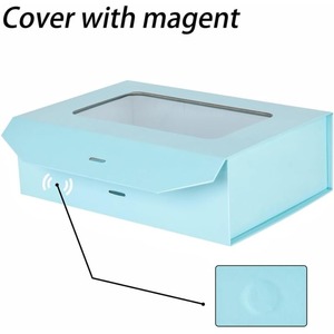 Blue ribbon gift box 10.8x7.5x3.5 inches transparent <b>window</b> magnetic <b>cover</b> gift box can be customized - Product Image 5