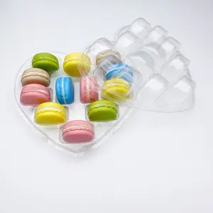 Plastic Macaron Boxes Custom Heart Shaped 12 Macaron Box Plastic Macaron Insert Tray Macaron Gift Box