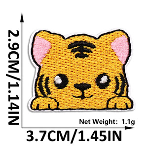 Patchs brodés d'animaux mignons de dessins animés, autocollants Kawaii Chat Chien Tigre, patchs autocollants pour carnet d'enfant, bricolage - Product Image 5