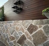 Revêtement mural en pierre naturelle SH STONE, quartzite jaune, forme libre, pour décoration extérieure