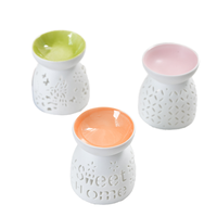 Brûleur de cire d'aromathérapie en céramique blanche avec motif d'étoile porte-tartes d'aromathérapie assorties brûleur d'huile essentielle à usage domestique