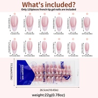 120 Pièces en Sachet, Faux Ongles Blancs en Forme d'Amande Goutte d'Eau avec Motif Nœud Papillon Français, Rose Nude, Amovibles et Prêts à Porter pour Manucure