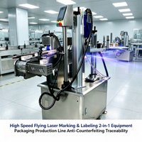 Machine de marquage et d'étiquetage laser haute vitesse 2-en-1 pour ligne de production d'emballage, système de traçabilité anti-contrefaçon