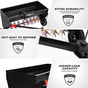 Buy-Wish traino Spiker seminatrice in acciaio tramoggia di semi a goccia fertilizzante spargitore di sale da giardino trattore per prato trasmettono Compost aeratori - Product Image 5