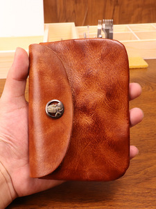 กระเป๋าใส่บัตรหนังเทียมใส่บัตรแบบย้อนยุคสำหรับผู้ชายกระเป๋าใส่หนังฟอกฝาดใส่เหรียญชั้นบนสุด - Product Image 4