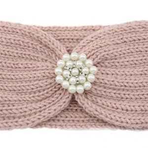 Offre Spéciale dames <span class=keywords><strong>perle</strong></span> tricoté laine large élastique croix noué hiver cache-oreilles bandeau cheveux accessoires pour les femmes - Product Image 3