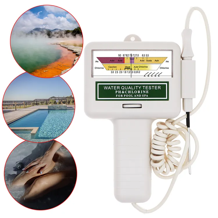 Portatile elettronico piscina acqua Ph cl2 Tester cloro qualità dell'acqua rilevatore di Ph misuratore di cloro quadrato Tester