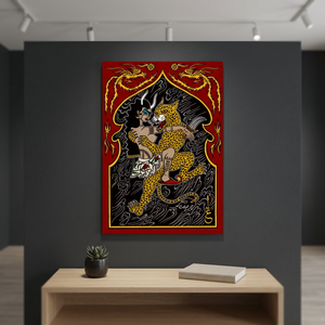 Bohemian Abstract Handmade Rectangle Modern Design Living Room Decor Prayer Wall Art <b>Painting</b> Red Gold Black - Product Image 1