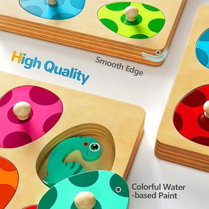 Puzzle di legno per i più piccoli <span class=keywords><strong>1</strong></span>-3, Montessori giocattoli per <span class=keywords><strong>1</strong></span> 2 anni ragazzo ragazza compleanno <span class=keywords><strong>regali</strong></span> di pasqua, dinosauro Match uova piolo Puzzle - Product Image 4