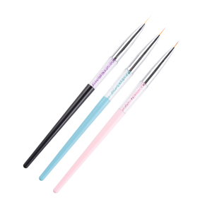 Ensemble de 3 pinceaux à ongles avec manche diamanté, pinceaux de précision pour la peinture au gel, pour la manucure en salon, dans un sac en PVC, 23g - Product Image 2
