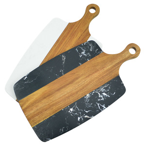<span class=keywords><strong>Planche</strong></span> à découper en <span class=keywords><strong>bois</strong></span> d'acacia et marbre <span class=keywords><strong>noir</strong></span>, résistante à la chaleur, durable et polyvalente, pour usage domestique et commercial - Product Image 4