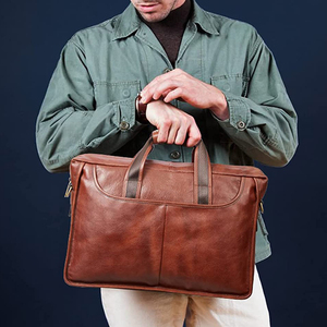 Bolso <span class=keywords><strong>de</strong></span> negocios <span class=keywords><strong>de</strong></span> cuero genuino para hombres, maletín <span class=keywords><strong>de</strong></span> trabajo <span class=keywords><strong>de</strong></span> 17 pulgadas para ordenador portátil - Product Image 1