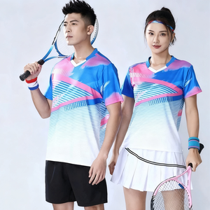 Ensemble de vêtements de badminton respirant et absorbant l'humidité de qualité supérieure, manches courtes, unisexe, athlétique, confortable et respirant - Product Image 3