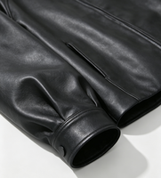 Veste en cuir de mouton noir pour homme, style décontracté, respirante et coupe-vent, fabrication artisanale à pois, directement de l'usine, inspirée des grandes marques de luxe.