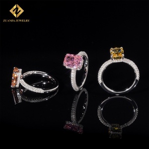 Joyería de Moda al por Mayor, Anillo de Compromiso de Plata de Ley 925 con Circonita Cúbica de Corte Radiante Colorida, Anillo con Incrustaciones de Circonita para Mujer y Hombre - Product Image 3