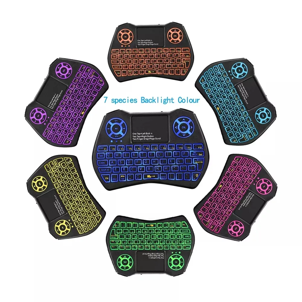 i9 Air Mouse Remote Control Backlit Mini Keyboard Colorful Back-light with Touchpad Remote Control for PC Smart TV