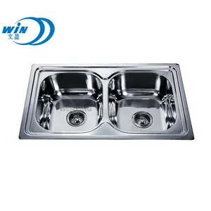 Évier de cuisine à <span class=keywords><strong>montage</strong></span> sur plan de travail, évier de cuisine rectangulaire égal à <span class=keywords><strong>Double</strong></span> bol antirouille bord incrusté acier inoxydable contemporain 5 ans - Product Image 1