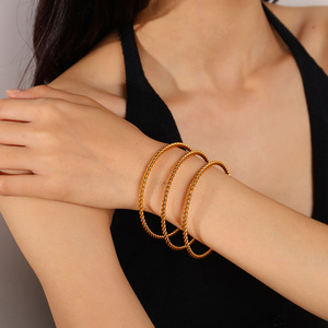 Custom Manufacturer Oem 316L Stainless Steel Fashion <b>Bead</b> <b>Bracelets</b> Bangles 14k 18k Gold Plated <b>Bracelet</b> for Women - Product Image 1